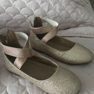 Shimmer Rose Gold Strappy Flats